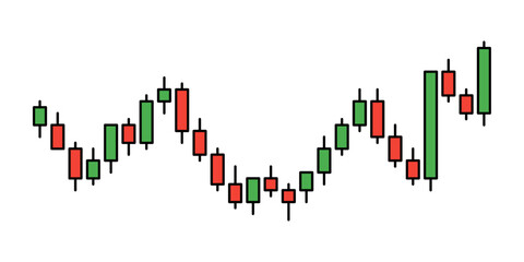 Candlestick Chart Pattern Design Element for Financial Themes. Suitable for use in stock trading layouts, fintech presentations, investment websites, or cryptocurrency-themed graphics.
