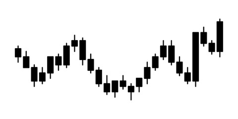 Candlestick Chart Pattern Design Element for Financial Themes. Suitable for use in stock trading layouts, fintech presentations, investment websites, or cryptocurrency-themed graphics.