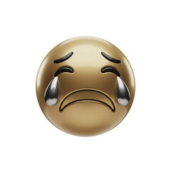 3D metallic crying emoji, generative ai