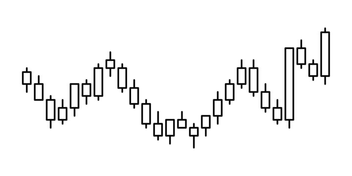 Candlestick Chart Pattern Design Element for Financial Themes. Suitable for use in stock trading layouts, fintech presentations, investment websites, or cryptocurrency-themed graphics.