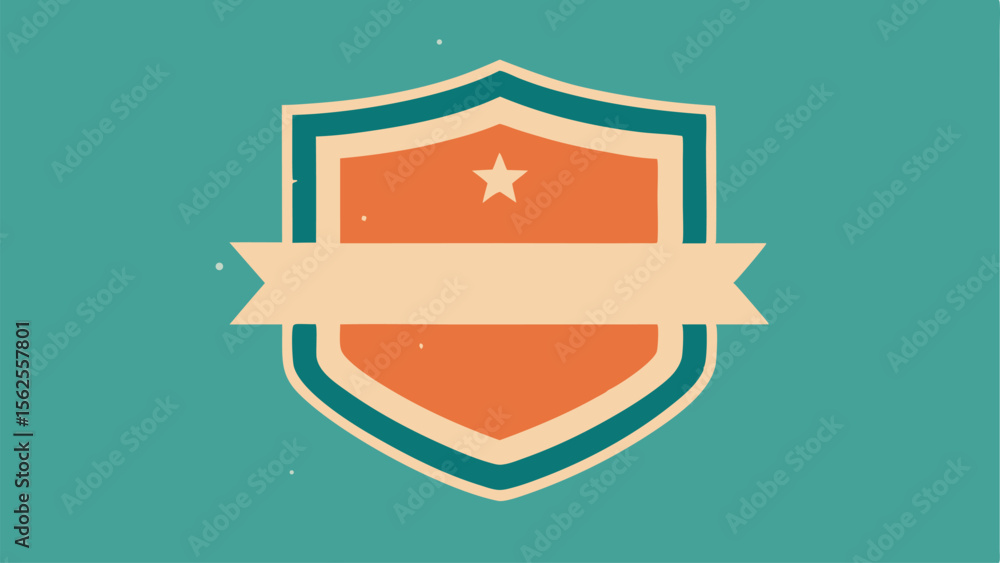 Poster retro badge design template with a star and blank ribbon for text on transparency