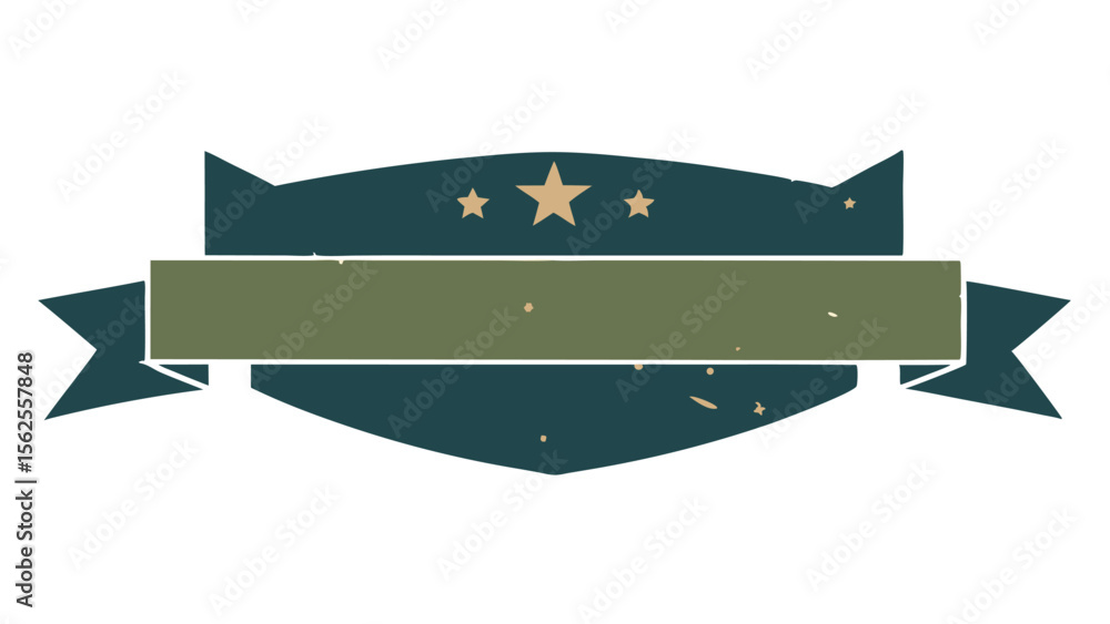 Aufkleber retro badge vector design featuring stars and a blank banner for your custom text