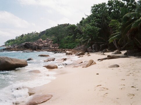 Beautiful wild beach in the Seychelles