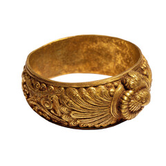 Ornate gold bangle with intricate design