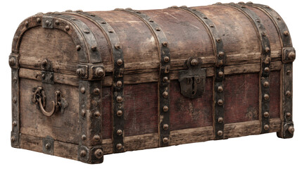 Old wooden chest with metal hardware