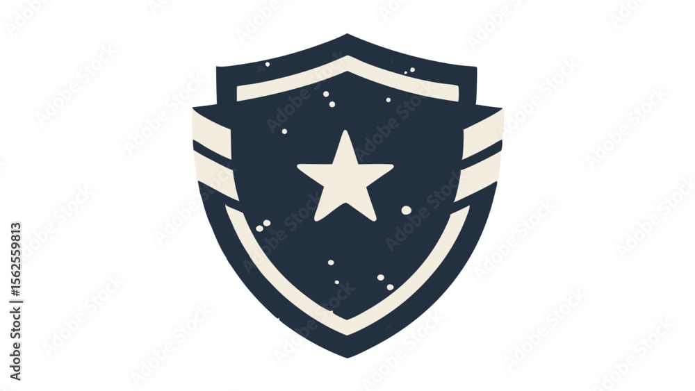 Poster shield badge with star element design isolated on white background transparency