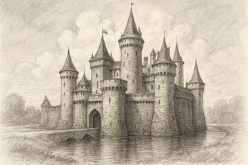 Mystic Towers – Hand-Drawn Castle Sketch