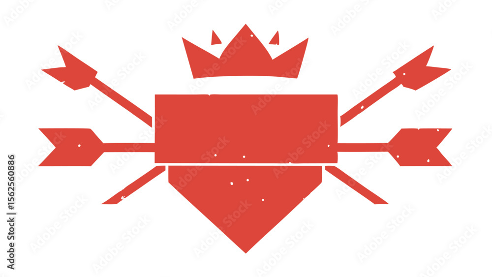 Poster stylized red crown and arrows design with transparency for creative projects