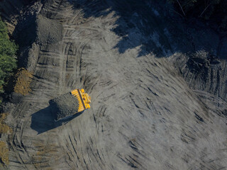 Open-pit coal mining in a large quarry.