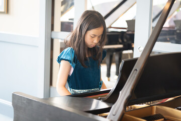 Portrait of a Young Pianist in A Blue Dress