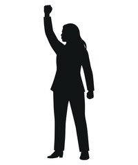 Empowered Woman Silhouette Raising Fist, Feminism, Protest, Equality Vector Art