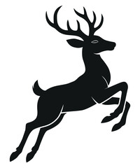 Jumping Deer Silhouette Vector, Wild Animal Illustration for Nature, Forest, and Wildlife Design