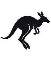 Jumping Kangaroo Silhouette Vector, Australian Wildlife Animal Graphic for Logo, Sticker, and Print Designs