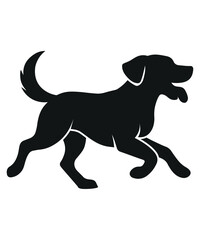 Running Dog Silhouette Vector, Playful Pet Graphic for Logo, Sticker, and T Shirt Design