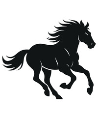 Wild Horse Silhouette Vector, Running Stallion Graphic for Logo, T-Shirt, and Sticker Designs
