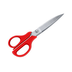 Steel Scissors with Red Handle Isolated on White
