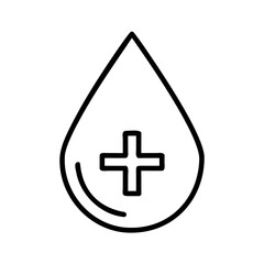 Fototapeta premium Water drop with medical cross symbol in minimalist line art style 