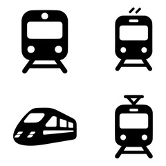 Collection of Train and Subway Icons Transportation Graphics