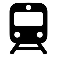 Simple Black and White Train Icon Transportation Symbol