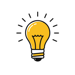 Bright yellow lightbulb idea concept.