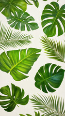 Minimal tropical, Elegant palm leaf pattern on pristine fabric in 4K resolution.