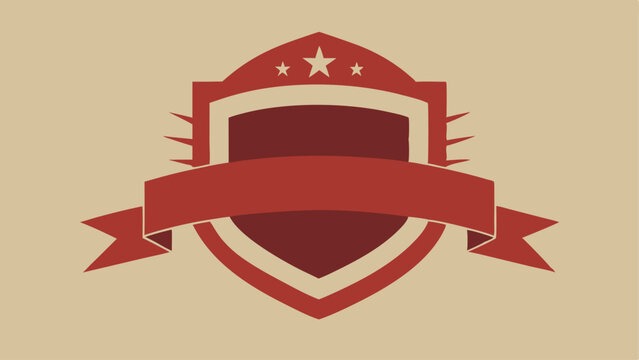 Vintage shield emblem design with stars and ribbon on a transparent background