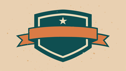 Vintage shield emblem with ribbon element suitable for various design projects