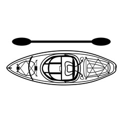 Kayak boat single sit-in in doodle technique vector illustration 
