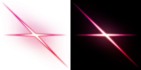 Pink magenta star flare with transparent and black background - dreamy light effect
