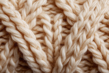 Fototapeta premium Cream Beige Wool - Beige Wool Yarn - Close - Up Texture