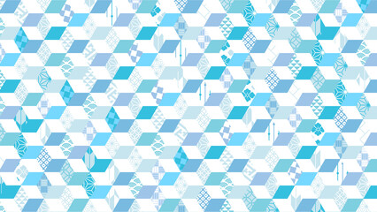 夏の季節の涼しい和柄背景イラスト