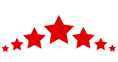 Minimal red seven-star arc formation, great for badges, decorations, awards, patriotic themes, or celebratory templates. Clean and symbolic vector design.