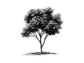 Vintage hand-drawn engraving of Acacia Tree, botanical art, African tree, acacia leaves, rustic nature decor, floral sketch, woodland print, old engraving style, natural wall art, eco design