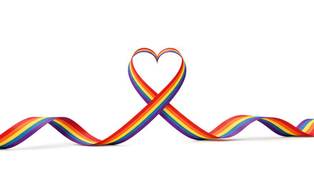 Rainbow Ribbon Heart Shape on White Background Lgbtq Symbolism