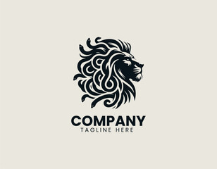 Mythological lion head combined with Medusa snakes in bold vector logo illustration for powerful ancient fantasy identity design