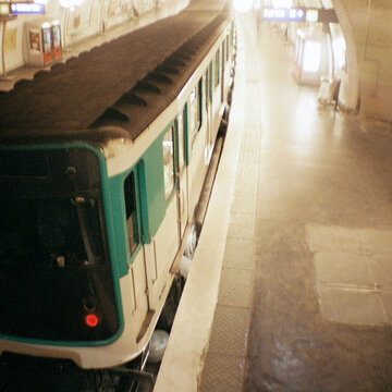 Subway Train at Station Analog travel snapshots with a toy camera