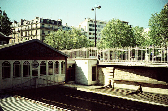 Vintage Paris Metro Station Scene like postcard