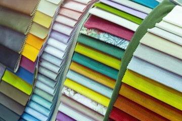 Various samples of upholstery in furniture shop