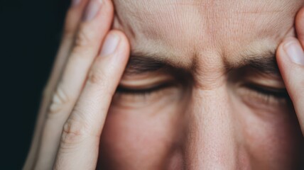 Fototapeta premium Pain with acute discomfort concept. Frustrated person experiencing a headache or stress.