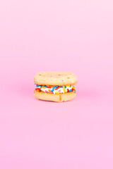 cookie on a pink background