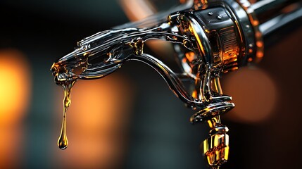 Abstract futuristic liquid dripping from a mechanical arm