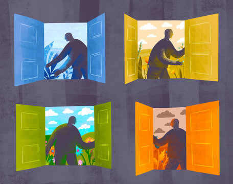 Exploring the changing seasons through open windows