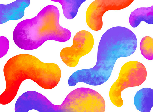 Colorful abstract shapes create lively pattern on white background