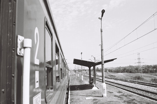 cinematic Train at an Empty Station