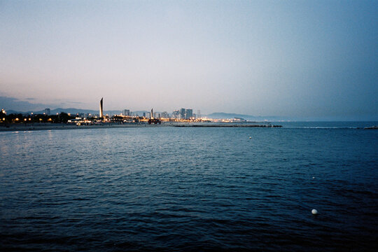 Coastal View at Dusk in Barcelona Spain