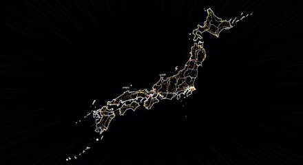 Night Lights Illuminate Japan's Island Chain, a Stunning Aerial View Showing Major Cities and Road Networks.