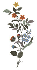Vintage Floral Composition Embroidery Embellishment Design Vector