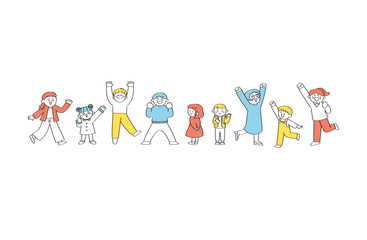 明るい人たちのイラストセット