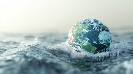 Earth partially submerged in water a conceptual image of global environmental risk