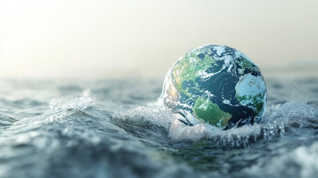 Earth partially submerged in water a conceptual image of global environmental risk